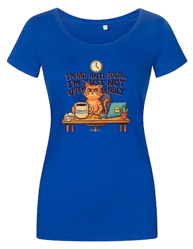 Katze Anti-Social Lustiges Büro Spruch Design - Katze, Cat, Büro, Spruch, Lustig, Humor, Arbeit, Office, Sarkasmus - Damen T-Shirt