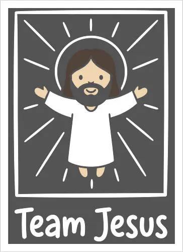 Minimalist Savior: Chibi Jesus - Jesus shirt, Christian graphic tee, chibi Jesus design, minimalist faith apparel, cute religious clothing, kawaii Christian merch, modern church streetwear, subtle faith fashion, inspirational graphic tee, simple Jesus illustration - Kunstdruck
