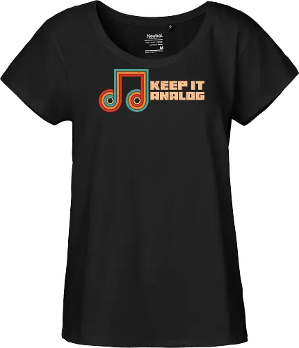 Keep It Analog - music, 70s, 80s, 90s, analog, band, cassette, cassette tape, geek, musician, nostalgia, old school, retro, rock, vintage - Fairtrade Girl Shirt