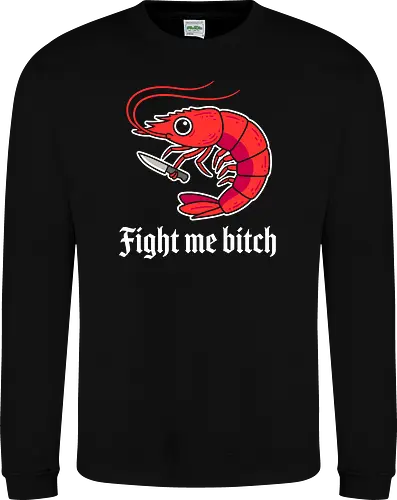 Shrimply Dangerous: The Knife Prawn - funny shrimp shirt, knife wielding animal graphic, ironic meme apparel, cute but psycho tee, quirky streetwear fashion, surreal animal design, foodie humor clothing, minimalist sea creature shirt, weird indie graphic tee, angry prawn merch - Sweatshirt