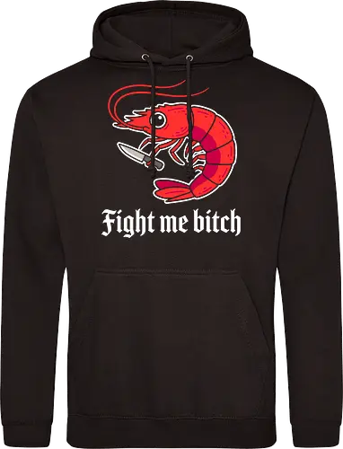 Shrimply Dangerous: The Knife Prawn - funny shrimp shirt, knife wielding animal graphic, ironic meme apparel, cute but psycho tee, quirky streetwear fashion, surreal animal design, foodie humor clothing, minimalist sea creature shirt, weird indie graphic tee, angry prawn merch - Standard Hoodie