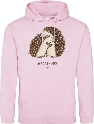 Zwei Braune Igel Umarmen Sich Wortspiel Rosa Herz - beige braune Igel Stacheln, zarte Tier Kunst, Igel umarmen sich süß, tierisches Wortspiel, zwei braune Igel, gemütliche Tier Kunst, Buntstift Igel Illustration, großer kleiner Igel Umarmung, rosa Herz Tier, Tier Liebe Druck, Igel Liebhaber Geschenk, Tier Wortspiel Shirt, handgefertigte Igel Kunst, warme Tier Umarmung, süße braune Typografie - Standard Hoodie