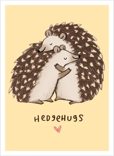 Zwei Braune Igel Umarmen Sich Wortspiel Rosa Herz - beige braune Igel Stacheln, zarte Tier Kunst, Igel umarmen sich süß, tierisches Wortspiel, zwei braune Igel, gemütliche Tier Kunst, Buntstift Igel Illustration, großer kleiner Igel Umarmung, rosa Herz Tier, Tier Liebe Druck, Igel Liebhaber Geschenk, Tier Wortspiel Shirt, handgefertigte Igel Kunst, warme Tier Umarmung, süße braune Typografie - Kunstdruck