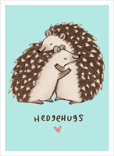 Zwei Braune Igel Umarmen Sich Wortspiel Rosa Herz - beige braune Igel Stacheln, zarte Tier Kunst, Igel umarmen sich süß, tierisches Wortspiel, zwei braune Igel, gemütliche Tier Kunst, Buntstift Igel Illustration, großer kleiner Igel Umarmung, rosa Herz Tier, Tier Liebe Druck, Igel Liebhaber Geschenk, Tier Wortspiel Shirt, handgefertigte Igel Kunst, warme Tier Umarmung, süße braune Typografie - Kunstdruck