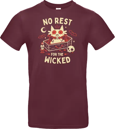 No Rest For The Wicked - Vampire Cat - vampire cat, batcat, dracula, spooky, halloween, coffin, no sleep, wicked, horror, bats, creepy cute, gothic, white cat, oktober - Standard T-Shirt
