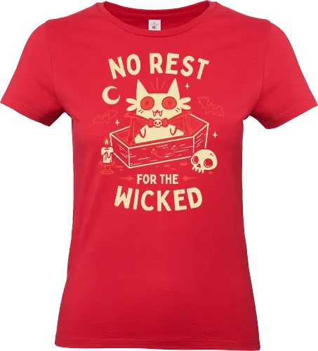 No Rest For The Wicked - Vampire Cat - vampire cat, batcat, dracula, spooky, halloween, coffin, no sleep, wicked, horror, bats, creepy cute, gothic, white cat, oktober - Standard T-Shirt (Frauen)