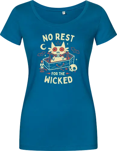 No Rest For The Wicked - Vampire Cat - vampire cat, batcat, dracula, spooky, halloween, coffin, no sleep, wicked, horror, bats, creepy cute, gothic, white cat, oktober - Damen T-Shirt
