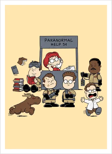 Kinder Geisterjäger Gruppe – Comics und Film Nostalgie Mashup - Nerd Nostalgie Shirt, Kinder Geisterjäger Gruppe Mashup, klassische Comics Film Crossover, 80er Nostalgie Kunst, Ghost, Peanuts, Charlie Brown, Lucy, Linus, Pigpen, mashup geek, süßes Crossover Kinder Druck, Geisterjagd süßes Design, Charles Schulz, Ghostbusters 1984, Comic Crossover Kunst, Nostalgie Geek Shirt, Kinder übernatürliche Jagd Design, klassischer Crossover Druck, nostalgische Mashup Kunst, Geek Nostalgie Shirt, exklusives süßes Crossover Design, Kinder Nostalgie Druck, amerikanische Crossover Kunst - Kunstdruck