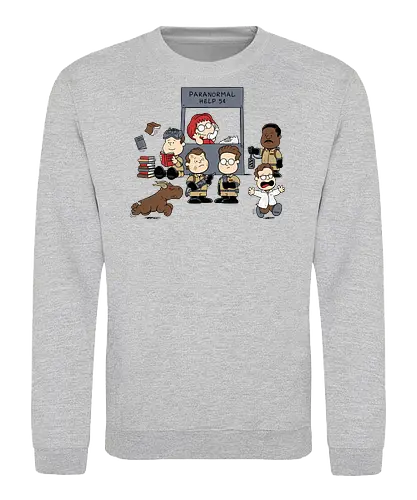 Kinder Geisterjäger Gruppe – Comics und Film Nostalgie Mashup - Nerd Nostalgie Shirt, Kinder Geisterjäger Gruppe Mashup, klassische Comics Film Crossover, 80er Nostalgie Kunst, Ghost, Peanuts, Charlie Brown, Lucy, Linus, Pigpen, mashup geek, süßes Crossover Kinder Druck, Geisterjagd süßes Design, Charles Schulz, Ghostbusters 1984, Comic Crossover Kunst, Nostalgie Geek Shirt, Kinder übernatürliche Jagd Design, klassischer Crossover Druck, nostalgische Mashup Kunst, Geek Nostalgie Shirt, exklusives süßes Crossover Design, Kinder Nostalgie Druck, amerikanische Crossover Kunst - Sweatshirt