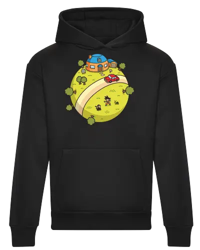 King Kai's Planet: 10x Gravity Training - classic manga clothing, King Kais planet shirt, Dragon Ball merch, anime training graphic tee, nostalgic 90s anime apparel, retro shonen streetwear, Goku training design, vintage anime landscape, aesthetic otaku fashion, isometric anime art - Heavyweight Hoodie