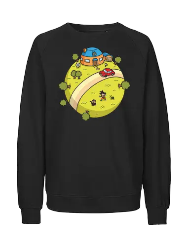King Kai's Planet: 10x Gravity Training - classic manga clothing, King Kais planet shirt, Dragon Ball merch, anime training graphic tee, nostalgic 90s anime apparel, retro shonen streetwear, Goku training design, vintage anime landscape, aesthetic otaku fashion, isometric anime art - Fairtrade Sweatshirt