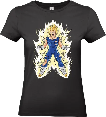 Prince's Pride: The Golden Awakening - battle damage anime design, yellow aura graphic, Vegeta shirt, Super Saiyan graphic tee, DBZ prince apparel, anime power up streetwear, shonen manga clothing, retro 90s anime fashion, otaku workout tee, nostalgic anime merch - Standard T-Shirt (Frauen)