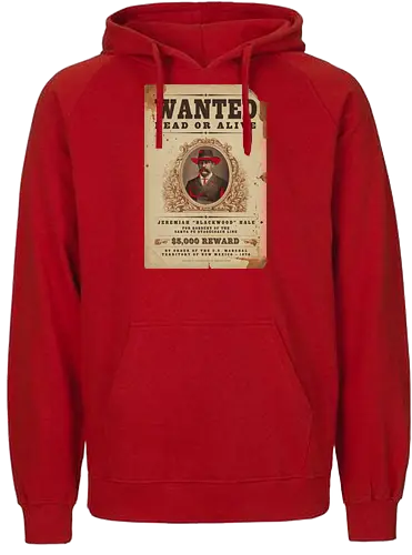 Classic Vintage wild West Wanted Poster - Classic, Outlaw, Historic, Wanted Poster, Vintage, Wild West, Retro, Old West, Dead or Alive, Cowboy - Fairtrade Hoodie