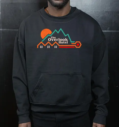 Off Season Mountain Hotel - winter, horror, cinema, cinephile, cult classic, film, geek, halloween, hotel, mountain, movies, nerd, nostalgia, retro, vintage - Cropped Sweatshirt