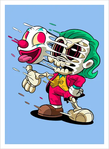 Freaky Clown Schurke – Dunkle Cartoon Horror Underground - freaky Clown Schurke Art, Cartoon Horror Underground, Schurke Clown dunkles Shirt, Horror Cartoon Clown, grünes Haar Schurke Art, Joker, dunkles Pop Art Schurke, alternativer freaky Clown, verrückte Cartoon Mode, chaotischer Skelett Clown Art, Underground dunkles Geek, Horror Nostalgie Schurke, Punk Clown Cartoon, alternative Cartoon Shirt, dunkle Retro Schurke Art, chaotischer grüner Cartoon Clown - Kunstdruck