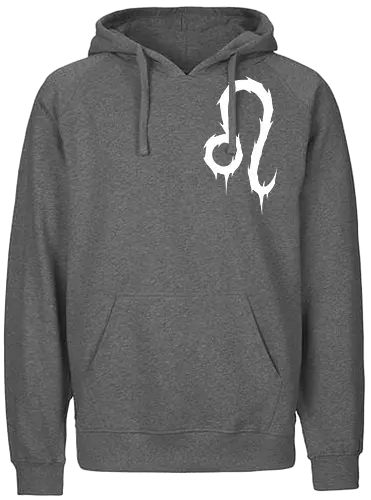Leo Heavy Metal Symbol - leo, heavy metal leo, july birthday, august birthday, death metal zodiac, metalhead leo, goth zodiac, metal logo, astrology, zodiac sign, leo birthday, leo gift, alternative fashion, dark astrology, horoscope, spiky zodiac - Fairtrade Hoodie