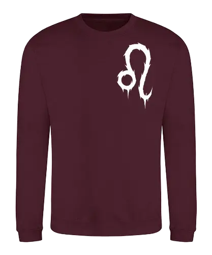 Leo Heavy Metal Symbol - leo, heavy metal leo, july birthday, august birthday, death metal zodiac, metalhead leo, goth zodiac, metal logo, astrology, zodiac sign, leo birthday, leo gift, alternative fashion, dark astrology, horoscope, spiky zodiac - Sweatshirt