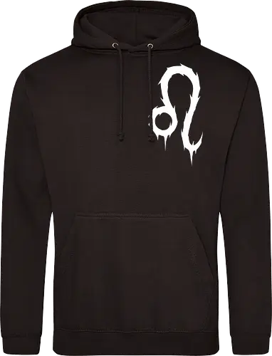 Leo Heavy Metal Symbol - leo, heavy metal leo, july birthday, august birthday, death metal zodiac, metalhead leo, goth zodiac, metal logo, astrology, zodiac sign, leo birthday, leo gift, alternative fashion, dark astrology, horoscope, spiky zodiac - Standard Hoodie