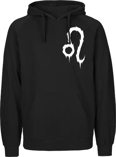 Leo Heavy Metal Symbol - leo, heavy metal leo, july birthday, august birthday, death metal zodiac, metalhead leo, goth zodiac, metal logo, astrology, zodiac sign, leo birthday, leo gift, alternative fashion, dark astrology, horoscope, spiky zodiac - Fairtrade Hoodie