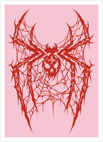 Spider Core - death metal, heavy metal, metalhead, spider, metal logo, dark aesthetic, gothic, cyber sigilism, anti hero, spiderweb, deathcore, streetwear, dark art, grunge, metal band - Kunstdruck