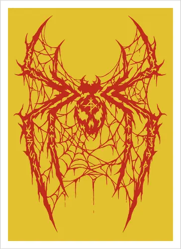 Spider Core - death metal, heavy metal, metalhead, spider, metal logo, dark aesthetic, gothic, cyber sigilism, anti hero, spiderweb, deathcore, streetwear, dark art, grunge, metal band - Kunstdruck