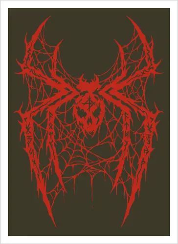 Spider Core - death metal, heavy metal, metalhead, spider, metal logo, dark aesthetic, gothic, cyber sigilism, anti hero, spiderweb, deathcore, streetwear, dark art, grunge, metal band - Kunstdruck