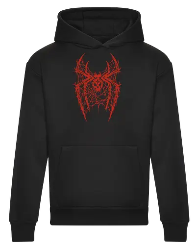 Spider Core - death metal, heavy metal, metalhead, spider, metal logo, dark aesthetic, gothic, cyber sigilism, anti hero, spiderweb, deathcore, streetwear, dark art, grunge, metal band - Heavyweight Hoodie