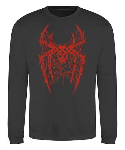 Spider Core - death metal, heavy metal, metalhead, spider, metal logo, dark aesthetic, gothic, cyber sigilism, anti hero, spiderweb, deathcore, streetwear, dark art, grunge, metal band - Sweatshirt
