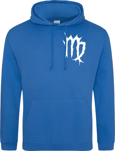 Virgo Heavy Metal Symbol - fractured lines, minimalist gothic art, esoteric fashion, virgo, virgo maiden, maiden glyph, doom metal style, industrial aesthetic, grunge clothing, analytical mind, august birthday, september birthday, virgo merch gift, monochrome streetwear, dark earth sign, punk rock gear - Standard Hoodie