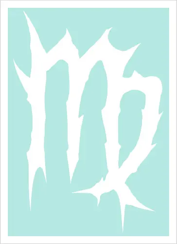 Virgo Heavy Metal Symbol - fractured lines, minimalist gothic art, esoteric fashion, virgo, virgo maiden, maiden glyph, doom metal style, industrial aesthetic, grunge clothing, analytical mind, august birthday, september birthday, virgo merch gift, monochrome streetwear, dark earth sign, punk rock gear - Kunstdruck