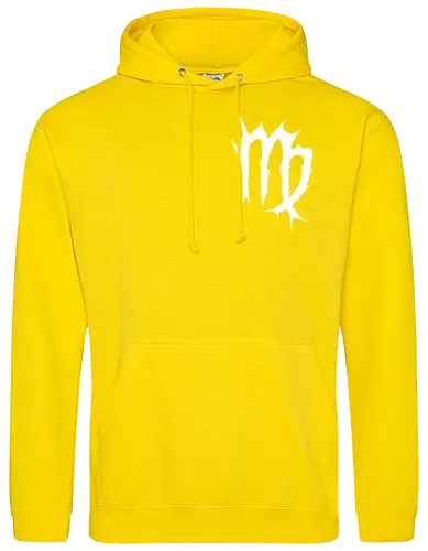 Virgo Heavy Metal Symbol - fractured lines, minimalist gothic art, esoteric fashion, virgo, virgo maiden, maiden glyph, doom metal style, industrial aesthetic, grunge clothing, analytical mind, august birthday, september birthday, virgo merch gift, monochrome streetwear, dark earth sign, punk rock gear - Standard Hoodie