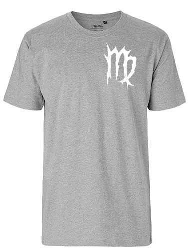Virgo Heavy Metal Symbol - fractured lines, minimalist gothic art, esoteric fashion, virgo, virgo maiden, maiden glyph, doom metal style, industrial aesthetic, grunge clothing, analytical mind, august birthday, september birthday, virgo merch gift, monochrome streetwear, dark earth sign, punk rock gear - Fairtrade T-Shirt