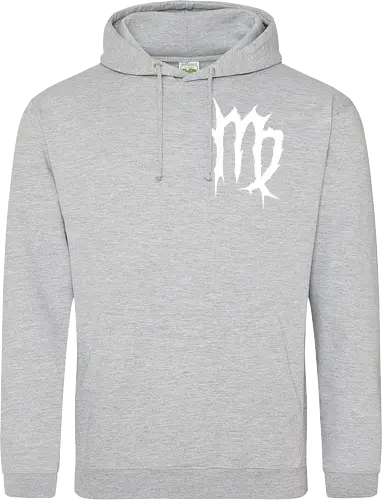 Virgo Heavy Metal Symbol - fractured lines, minimalist gothic art, esoteric fashion, virgo, virgo maiden, maiden glyph, doom metal style, industrial aesthetic, grunge clothing, analytical mind, august birthday, september birthday, virgo merch gift, monochrome streetwear, dark earth sign, punk rock gear - Standard Hoodie