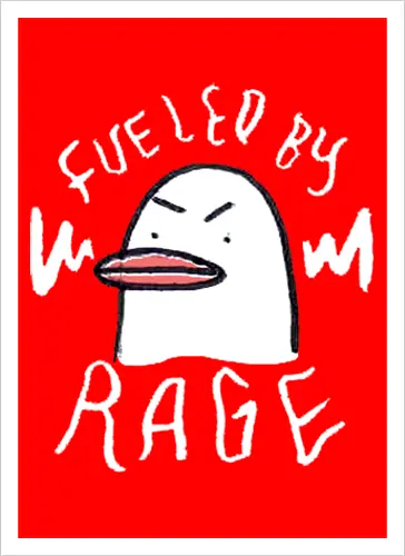 Fueled By Rage - Duck, Ente, Spruch, Typo, Statement, Edgy - Kunstdruck