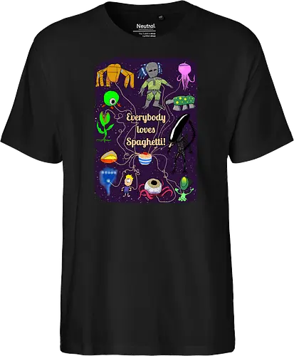 Everybody loves Spaghetti! - Spaghetti, Aliens, Xenomorph, Predator, Trypanohyncha_ocellus, Rocky, Pasta, Nudeln - Fairtrade T-Shirt