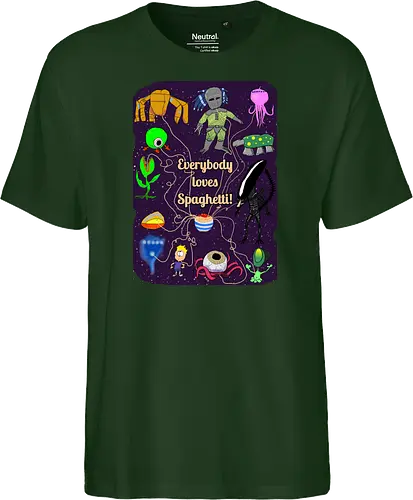 Everybody loves Spaghetti! - Spaghetti, Aliens, Xenomorph, Predator, Trypanohyncha_ocellus, Rocky, Pasta, Nudeln - Fairtrade T-Shirt