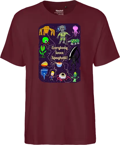Everybody loves Spaghetti! - Spaghetti, Aliens, Xenomorph, Predator, Trypanohyncha_ocellus, Rocky, Pasta, Nudeln - Fairtrade T-Shirt