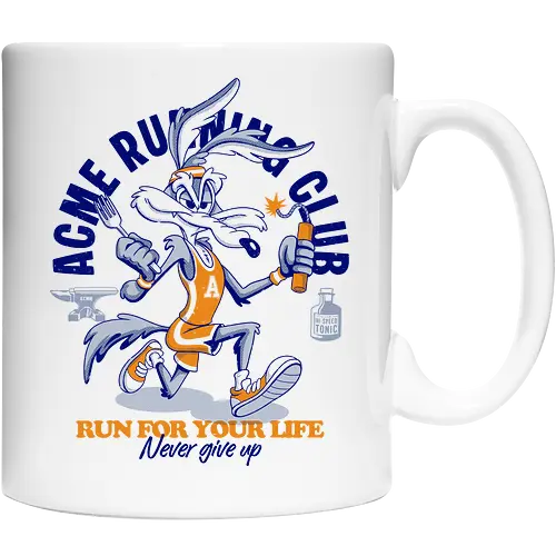 Run for Your Life - retro, cartoon, humor, funny, vintage, running, runner, speed, adventure, action, sport, racing, classic, nostalgia, popculture, animation, comic, character, energetic, fast, escape, chase, vintageart, streetwear, colorful, illustration, athletics, motivation, nevergiveup, fun - Keramiktasse