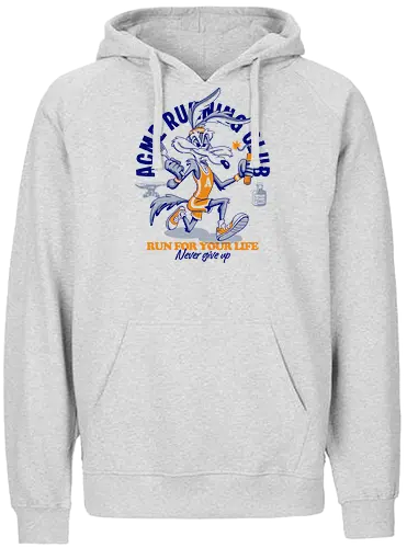 Run for Your Life - retro, cartoon, humor, funny, vintage, running, runner, speed, adventure, action, sport, racing, classic, nostalgia, popculture, animation, comic, character, energetic, fast, escape, chase, vintageart, streetwear, colorful, illustration, athletics, motivation, nevergiveup, fun - Fairtrade Hoodie