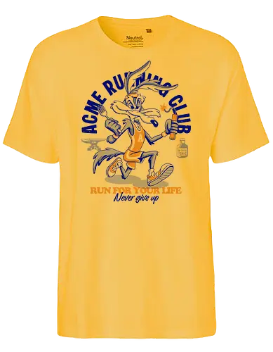 Run for Your Life - retro, cartoon, humor, funny, vintage, running, runner, speed, adventure, action, sport, racing, classic, nostalgia, popculture, animation, comic, character, energetic, fast, escape, chase, vintageart, streetwear, colorful, illustration, athletics, motivation, nevergiveup, fun - Fairtrade T-Shirt