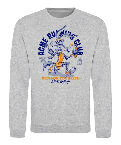 Run for Your Life - retro, cartoon, humor, funny, vintage, running, runner, speed, adventure, action, sport, racing, classic, nostalgia, popculture, animation, comic, character, energetic, fast, escape, chase, vintageart, streetwear, colorful, illustration, athletics, motivation, nevergiveup, fun - Sweatshirt
