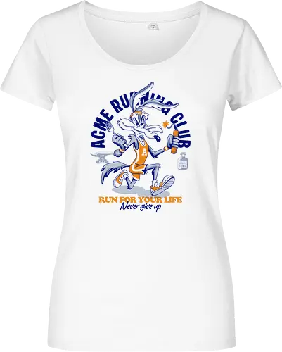 Run for Your Life - retro, cartoon, humor, funny, vintage, running, runner, speed, adventure, action, sport, racing, classic, nostalgia, popculture, animation, comic, character, energetic, fast, escape, chase, vintageart, streetwear, colorful, illustration, athletics, motivation, nevergiveup, fun - Damen T-Shirt