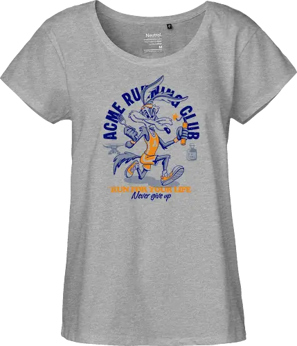 Run for Your Life - retro, cartoon, humor, funny, vintage, running, runner, speed, adventure, action, sport, racing, classic, nostalgia, popculture, animation, comic, character, energetic, fast, escape, chase, vintageart, streetwear, colorful, illustration, athletics, motivation, nevergiveup, fun - Fairtrade Girl Shirt