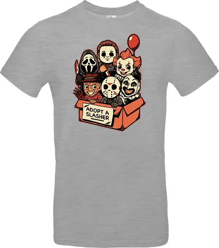 Adopt Slash Horror - Killer, Assassin, Gore, Halloween, Halloween Movie, Halloween Movies, Friday, vintage, Ghost, Clown, Evil Clown, Nightmare, Adoption, Adopt, Pet Adoption, Adopt Me, Slasher, Slash, Classic Horror, Horror, Horror Comedy, Horror Movies, Horror Movie, 80s Horror, Survival Horror, Cosmic Horror, Horror Fan Art, Cute Horror, Horror Aesthetic, Movies, Movie, Classic Movie, Classic, Classic Movies, Survival, Survive, Fan Art, Mashup, Cute, Spooky Season, Spooky, Spooky Cute, Spooky Art, Spooky, Creepy Monsters, Creepy, Monsters, Monster, Scary Movie, Scary, Scary Art, Serial Killer, retro - Standard T-Shirt