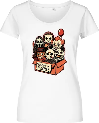 Adopt Slash Horror - Killer, Assassin, Gore, Halloween, Halloween Movie, Halloween Movies, Friday, vintage, Ghost, Clown, Evil Clown, Nightmare, Adoption, Adopt, Pet Adoption, Adopt Me, Slasher, Slash, Classic Horror, Horror, Horror Comedy, Horror Movies, Horror Movie, 80s Horror, Survival Horror, Cosmic Horror, Horror Fan Art, Cute Horror, Horror Aesthetic, Movies, Movie, Classic Movie, Classic, Classic Movies, Survival, Survive, Fan Art, Mashup, Cute, Spooky Season, Spooky, Spooky Cute, Spooky Art, Spooky, Creepy Monsters, Creepy, Monsters, Monster, Scary Movie, Scary, Scary Art, Serial Killer, retro - Damen T-Shirt