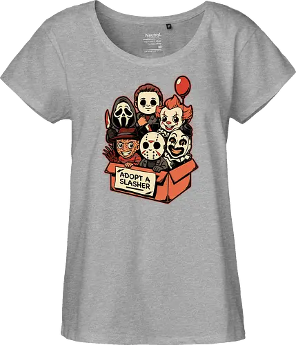 Adopt Slash Horror - Killer, Assassin, Gore, Halloween, Halloween Movie, Halloween Movies, Friday, vintage, Ghost, Clown, Evil Clown, Nightmare, Adoption, Adopt, Pet Adoption, Adopt Me, Slasher, Slash, Classic Horror, Horror, Horror Comedy, Horror Movies, Horror Movie, 80s Horror, Survival Horror, Cosmic Horror, Horror Fan Art, Cute Horror, Horror Aesthetic, Movies, Movie, Classic Movie, Classic, Classic Movies, Survival, Survive, Fan Art, Mashup, Cute, Spooky Season, Spooky, Spooky Cute, Spooky Art, Spooky, Creepy Monsters, Creepy, Monsters, Monster, Scary Movie, Scary, Scary Art, Serial Killer, retro - Fairtrade Girl Shirt