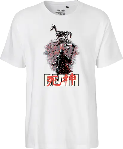Death Rider Anime - Bible, Skull, Skeleton, Post-apocalyptic, Apocalypse, Armageddon, Grim Reaper, Horse, Death God, Death, Angel Of Death, Rider, Anime, Poster, Manga, Japanese Art, Japanese, Mashup - Fairtrade T-Shirt