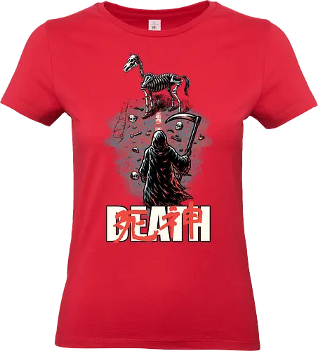 Death Rider Anime - Bible, Skull, Skeleton, Post-apocalyptic, Apocalypse, Armageddon, Grim Reaper, Horse, Death God, Death, Angel Of Death, Rider, Anime, Poster, Manga, Japanese Art, Japanese, Mashup - Standard T-Shirt (Frauen)