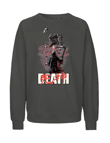Death Rider Anime - Bible, Skull, Skeleton, Post-apocalyptic, Apocalypse, Armageddon, Grim Reaper, Horse, Death God, Death, Angel Of Death, Rider, Anime, Poster, Manga, Japanese Art, Japanese, Mashup - Fairtrade Sweatshirt
