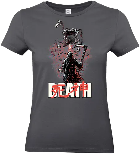 Death Rider Anime - Bible, Skull, Skeleton, Post-apocalyptic, Apocalypse, Armageddon, Grim Reaper, Horse, Death God, Death, Angel Of Death, Rider, Anime, Poster, Manga, Japanese Art, Japanese, Mashup - Standard T-Shirt (Frauen)